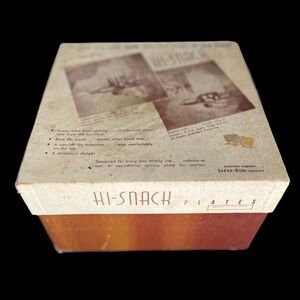 Vintage Assorted Metallic HI-SNACK Plate and Drink Combo